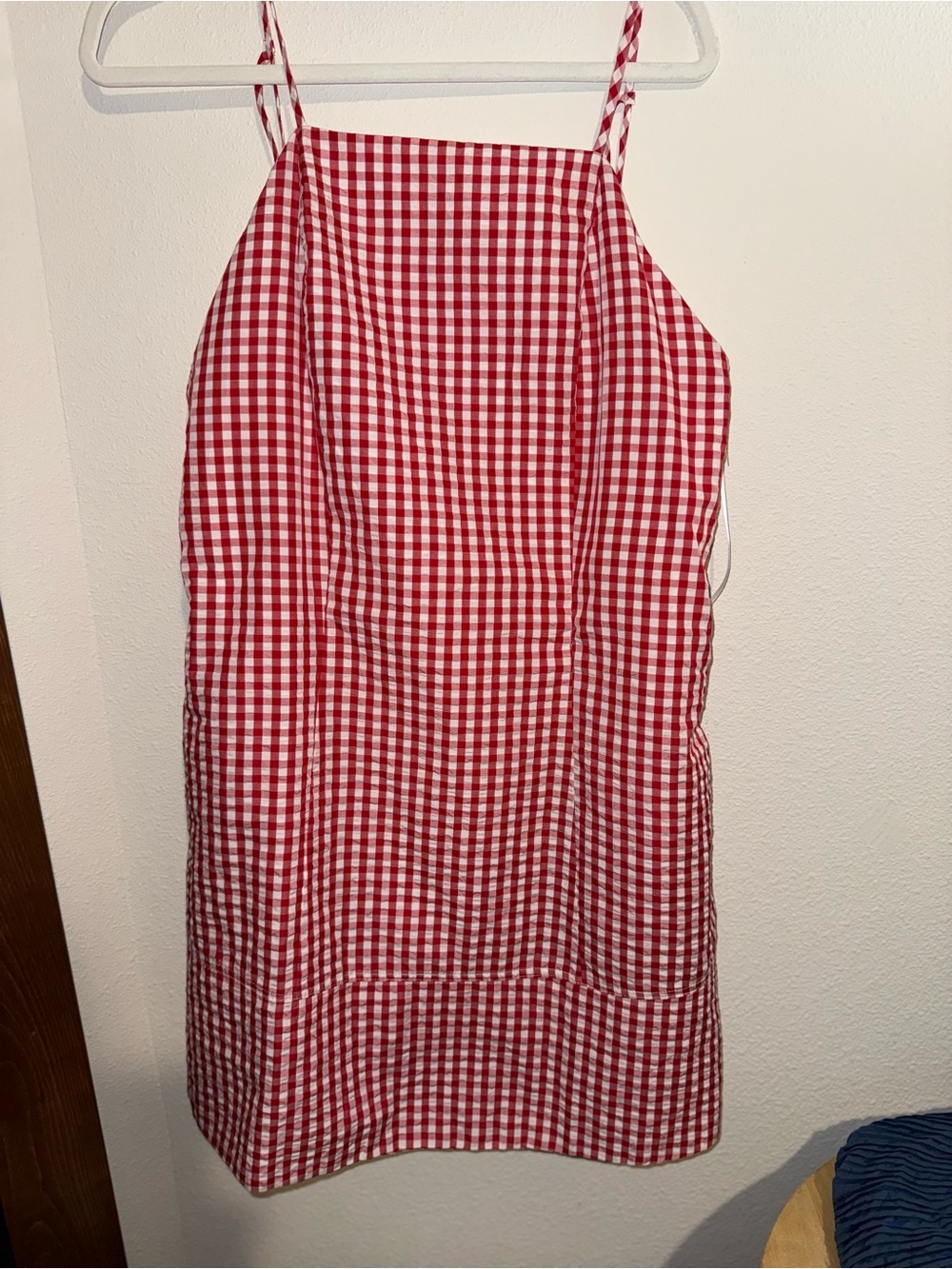 Red Gingham Mini Dress with Spaghetti Straps